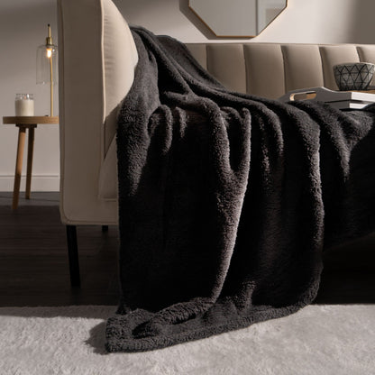 Teddy Fleece Throw – Black
