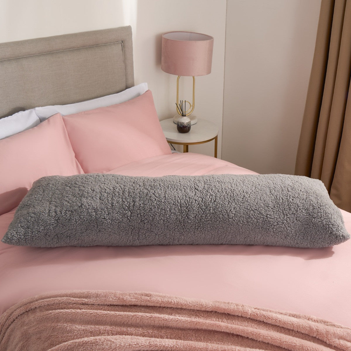 Teddy Bolster Pillow – Grey