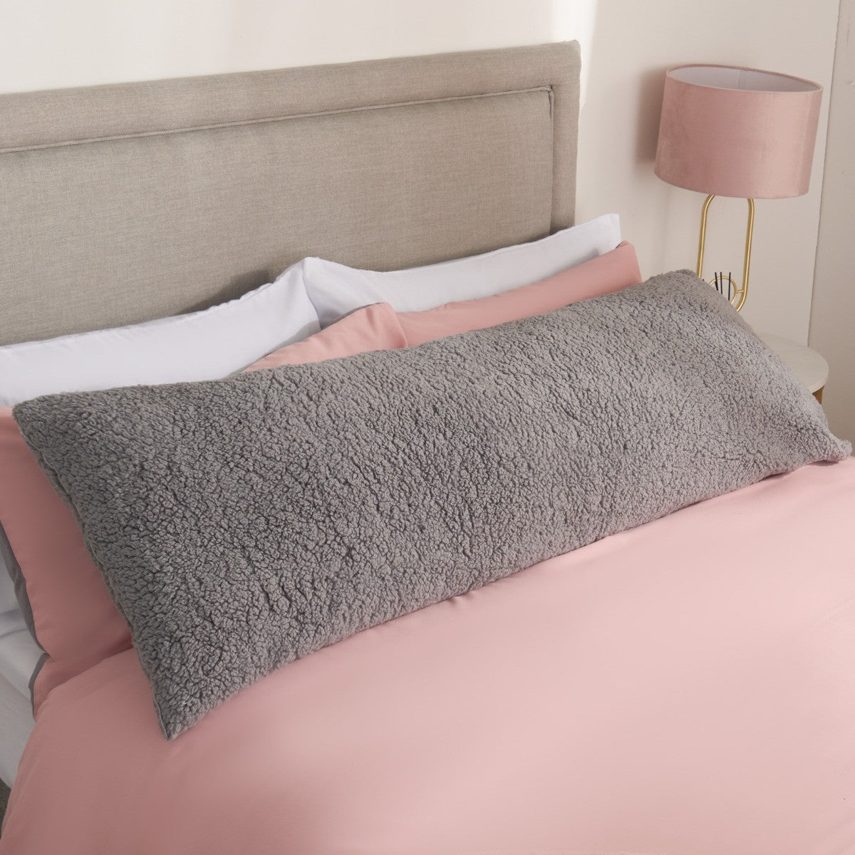 Teddy Bolster Pillow – Grey