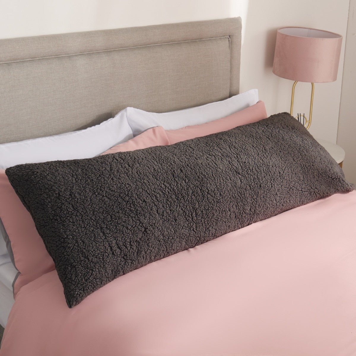 Teddy Bolster Pillow – Charcoal