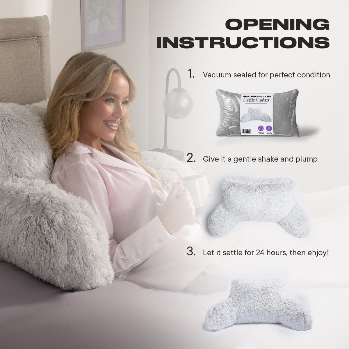 Long Hair Cuddle Cushion – Grey