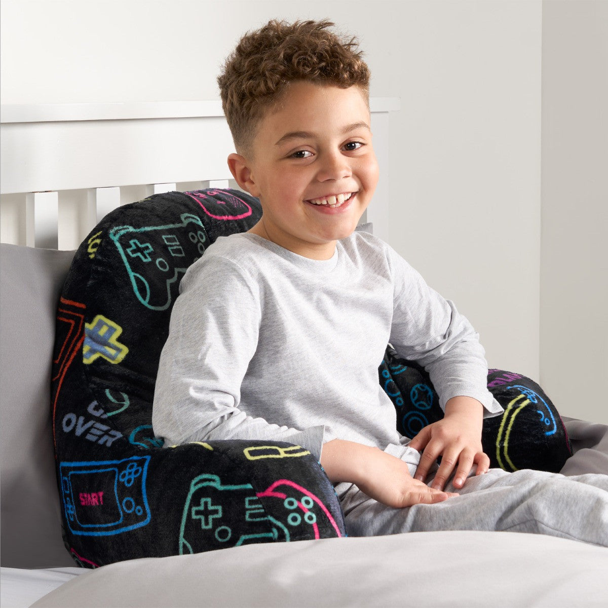 Kids Fleece Cuddle Cushion – Gaming - Black