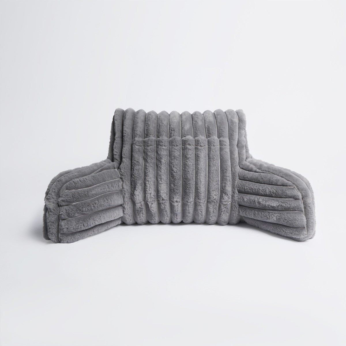 Ribbed Faux Fur Cuddle Cushion with Heatable Pocket – Grey