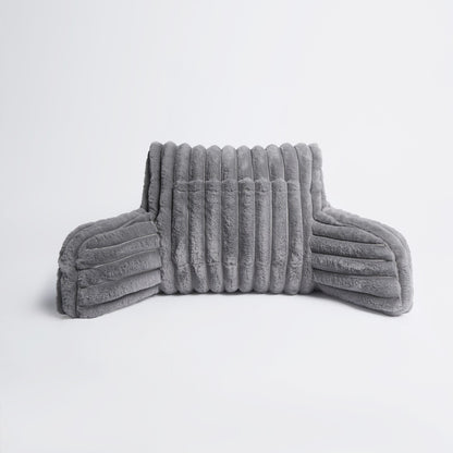 Ribbed Faux Fur Cuddle Cushion with Heatable Pocket – Grey