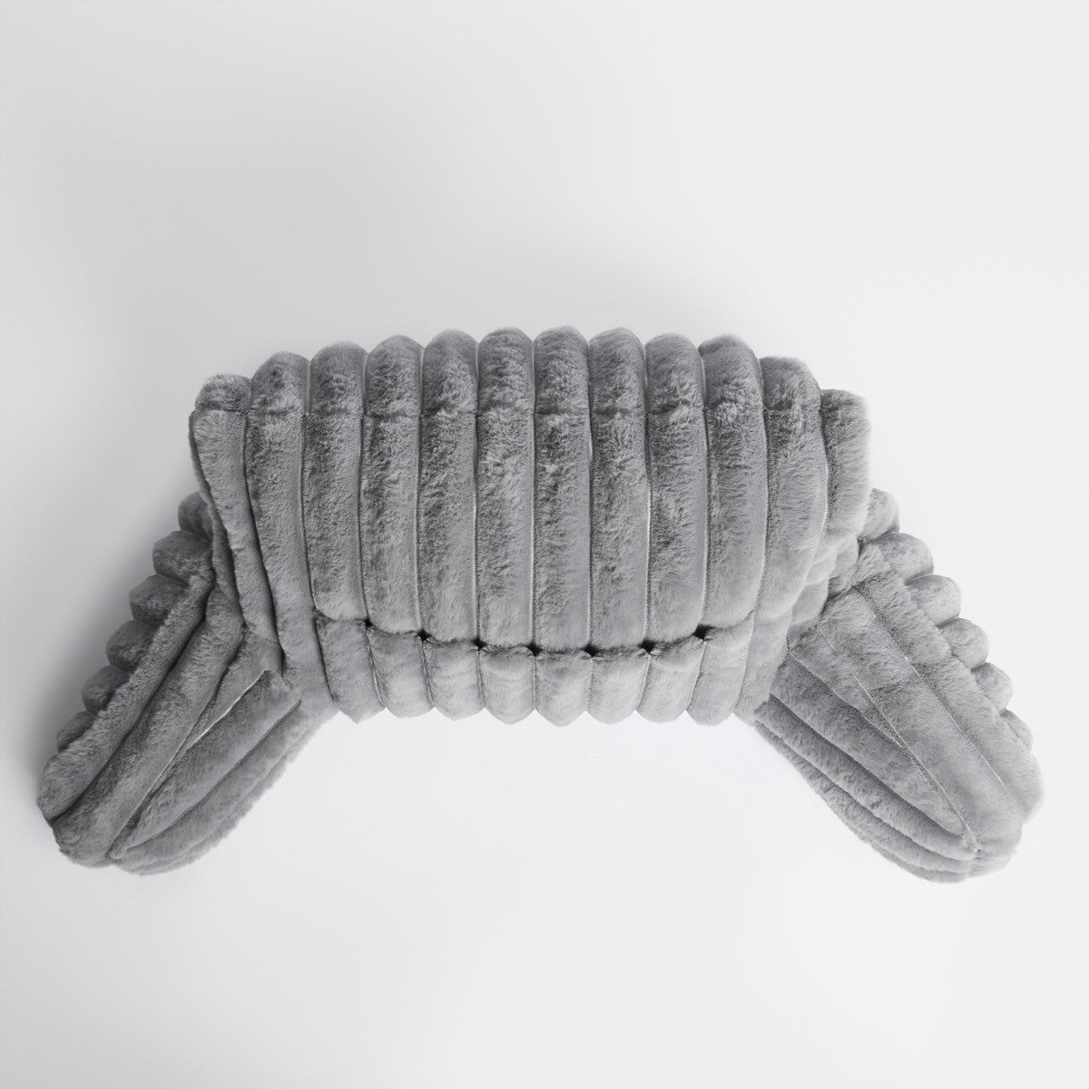 Ribbed Faux Fur Cuddle Cushion with Heatable Pocket – Grey