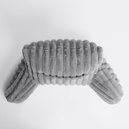 Ribbed Faux Fur Cuddle Cushion with Heatable Pocket – Grey