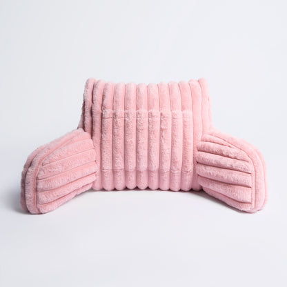 Ribbed Faux Fur Cuddle Cushion with Heatable Pocket – Blush