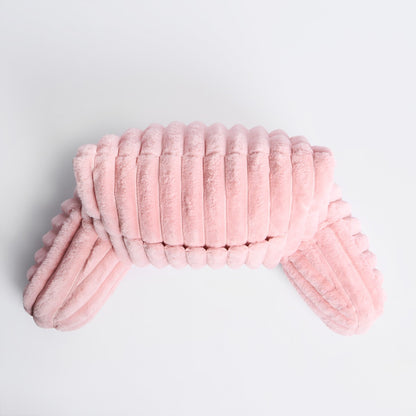 Ribbed Faux Fur Cuddle Cushion with Heatable Pocket – Blush