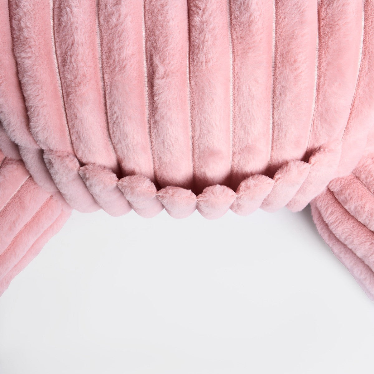 Ribbed Faux Fur Cuddle Cushion with Heatable Pocket – Blush