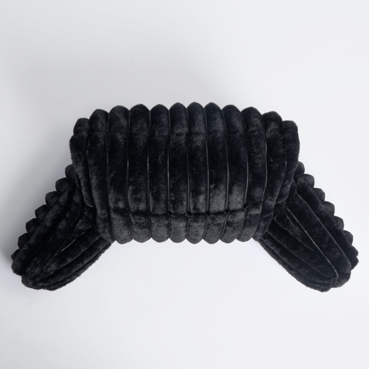 Ribbed Faux Fur Cuddle Cushion with Heatable Pocket – Black