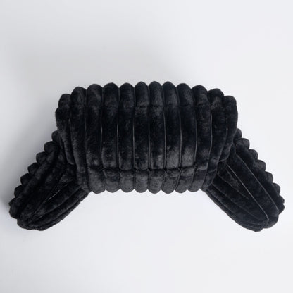 Ribbed Faux Fur Cuddle Cushion with Heatable Pocket – Black