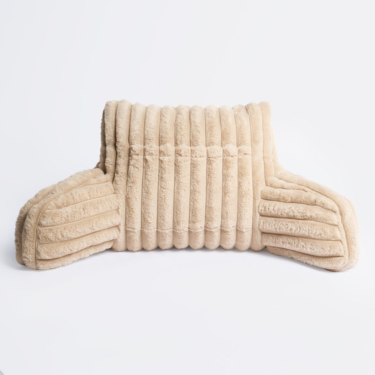 Ribbed Faux Fur Cuddle Cushion with Heatable Pocket – Stone
