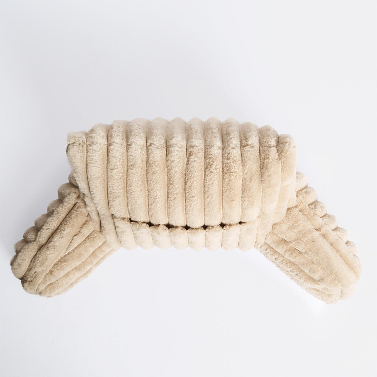 Ribbed Faux Fur Cuddle Cushion with Heatable Pocket – Stone