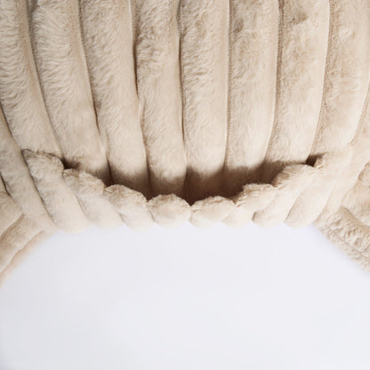 Ribbed Faux Fur Cuddle Cushion with Heatable Pocket – Stone
