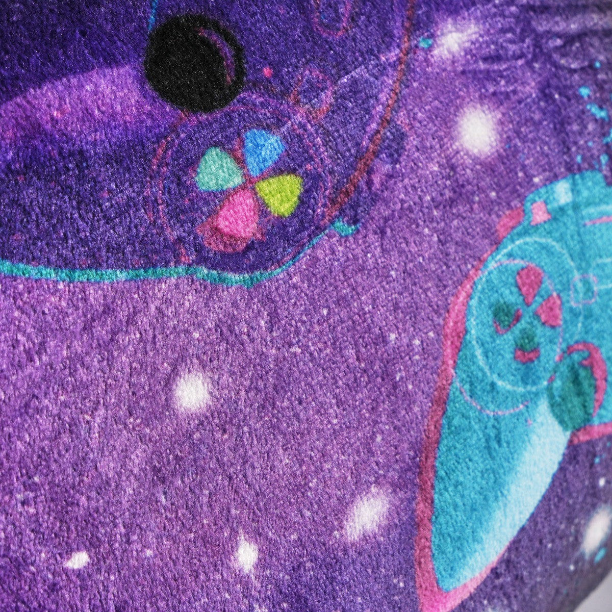 Kids Fleece Cuddle Cushion – Neon Gaming - Purple