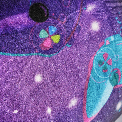 Kids Fleece Cuddle Cushion – Neon Gaming - Purple