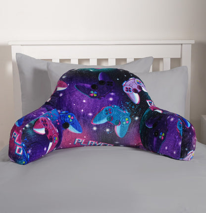 Kids Fleece Cuddle Cushion – Neon Gaming - Purple