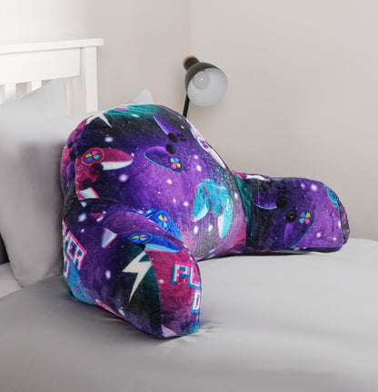 Kids Fleece Cuddle Cushion – Neon Gaming - Purple