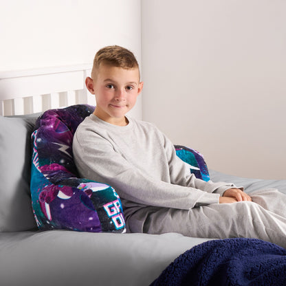 Kids Fleece Cuddle Cushion – Neon Gaming - Purple