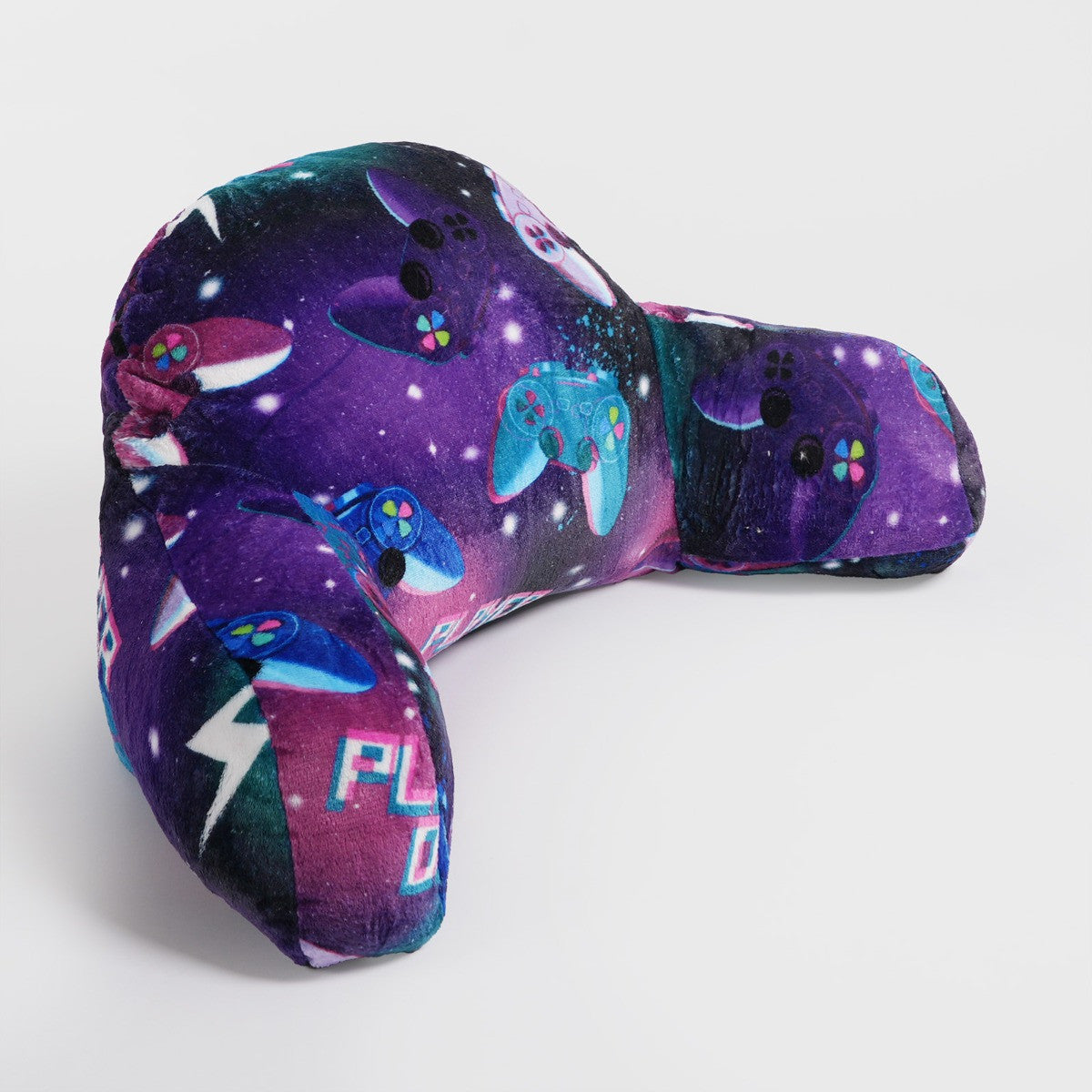 Kids Fleece Cuddle Cushion – Neon Gaming - Purple