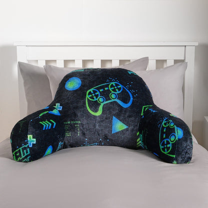Kids Fleece Cuddle Cushion – Neon Gaming - Black