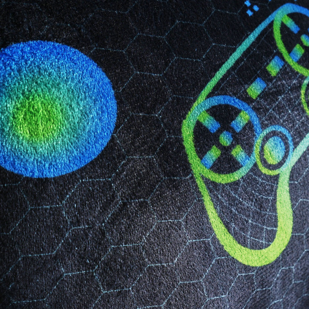 Kids Fleece Cuddle Cushion – Neon Gaming - Black