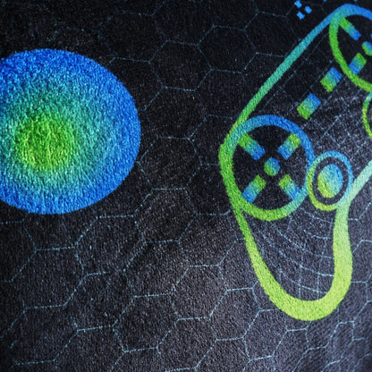 Kids Fleece Cuddle Cushion – Neon Gaming - Black
