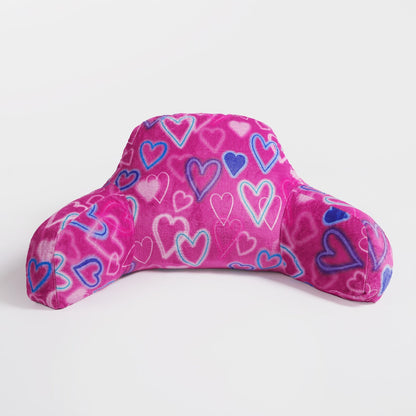 Kids Fleece Cuddle Cushion – Neon Hearts - Pink