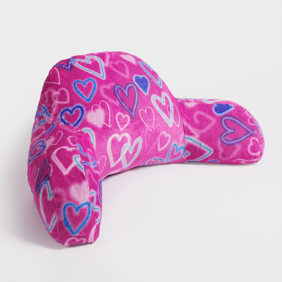 Kids Fleece Cuddle Cushion – Neon Hearts - Pink