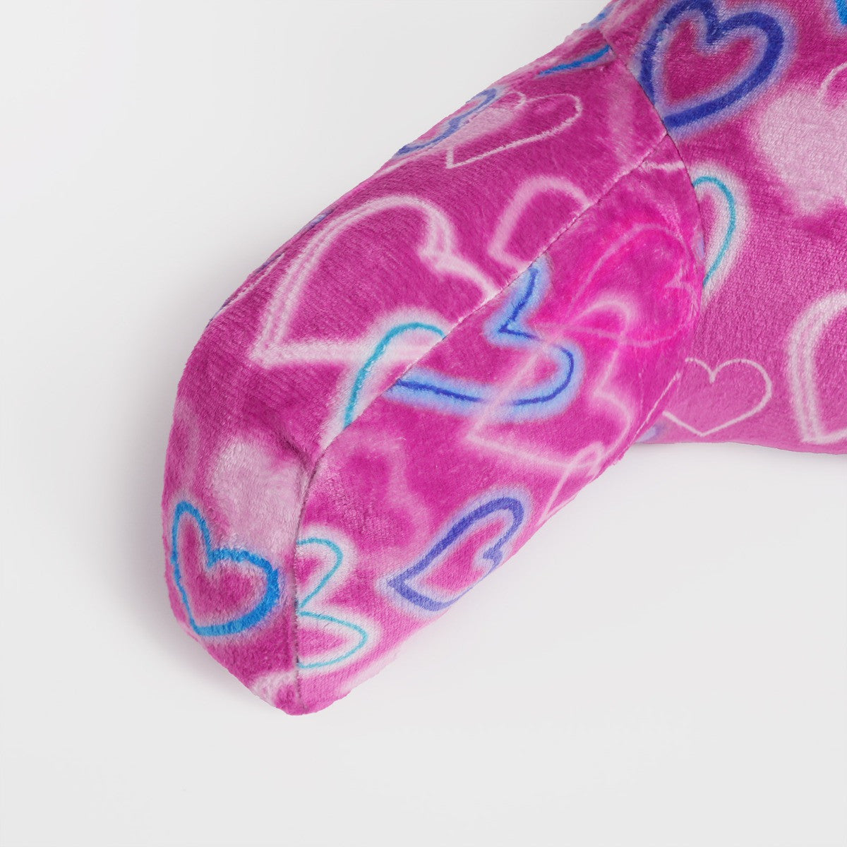 Kids Fleece Cuddle Cushion – Neon Hearts - Pink