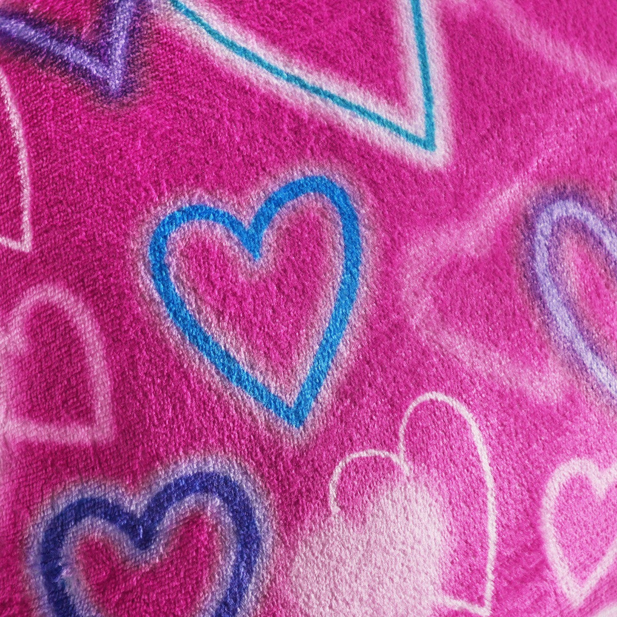 Kids Fleece Cuddle Cushion – Neon Hearts - Pink
