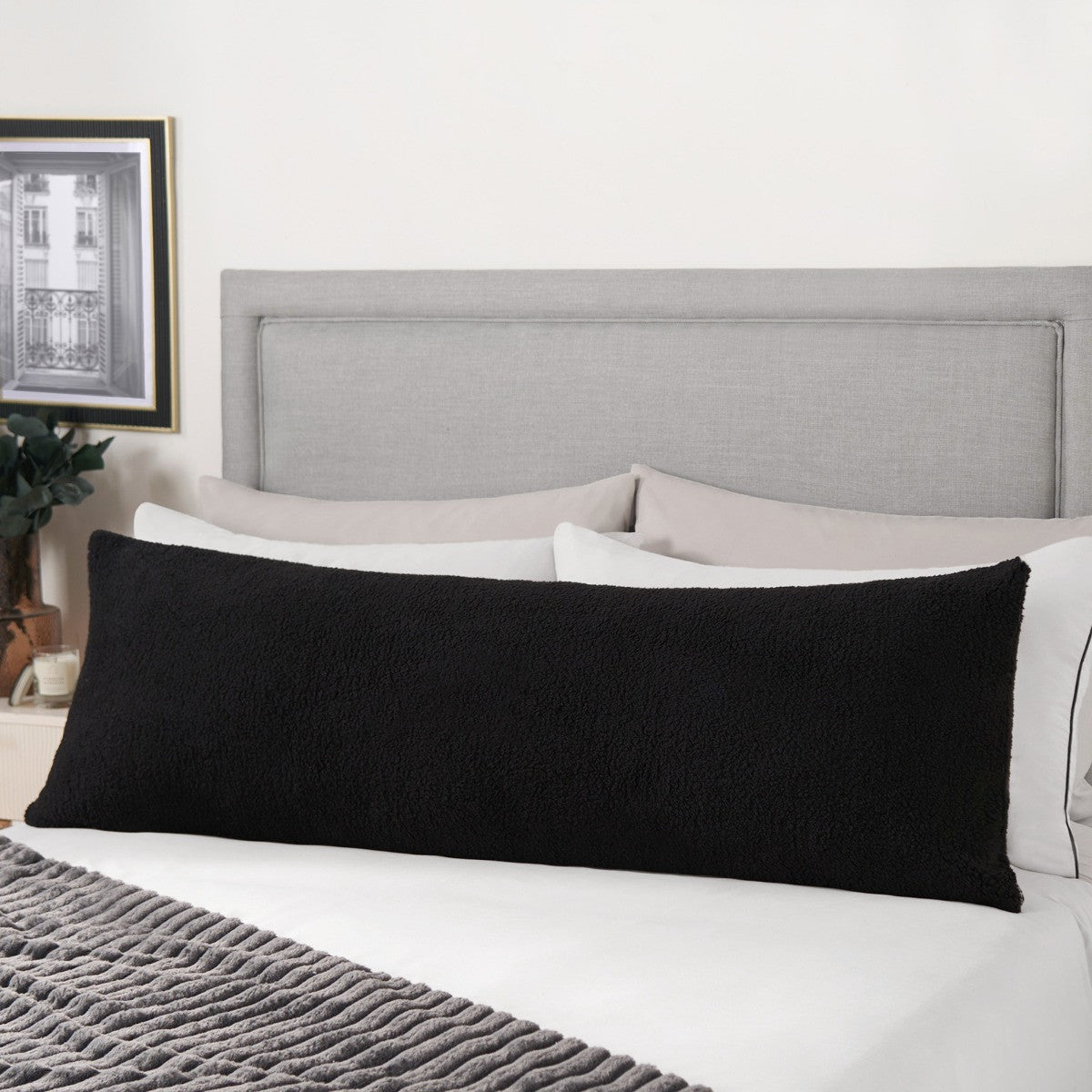 Teddy Bolster Pillow – Black