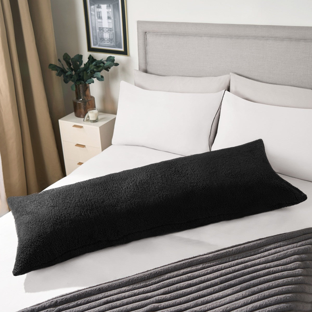 Teddy Bolster Pillow – Black
