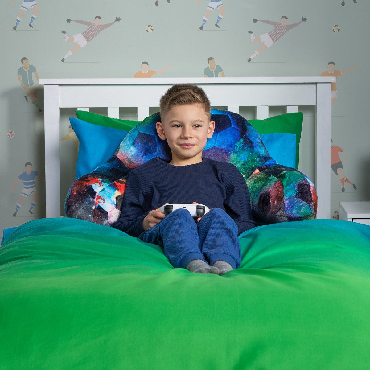 Kids Fleece Cuddle Cushion – Football - Neon