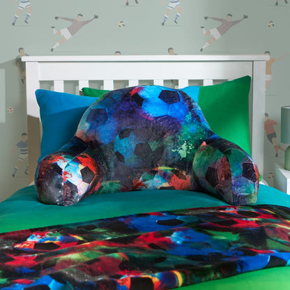 Kids Fleece Cuddle Cushion – Football - Neon