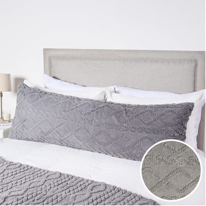 Cable Knit Bolster Pillow – Grey