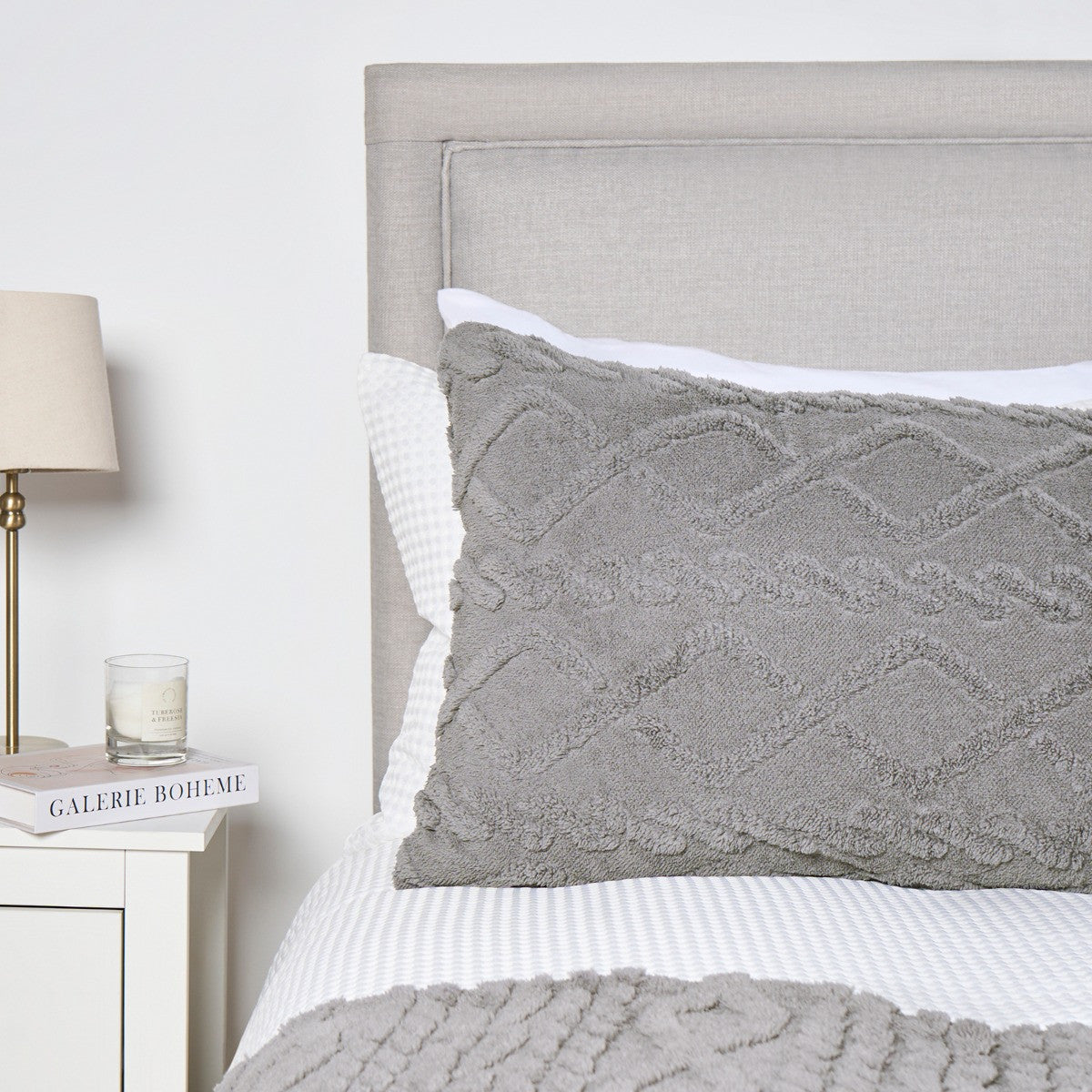 Cable Knit Bolster Pillow – Grey