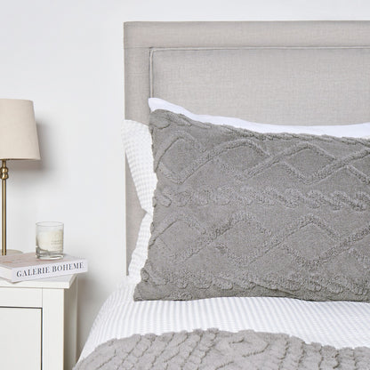 Cable Knit Bolster Pillow – Grey