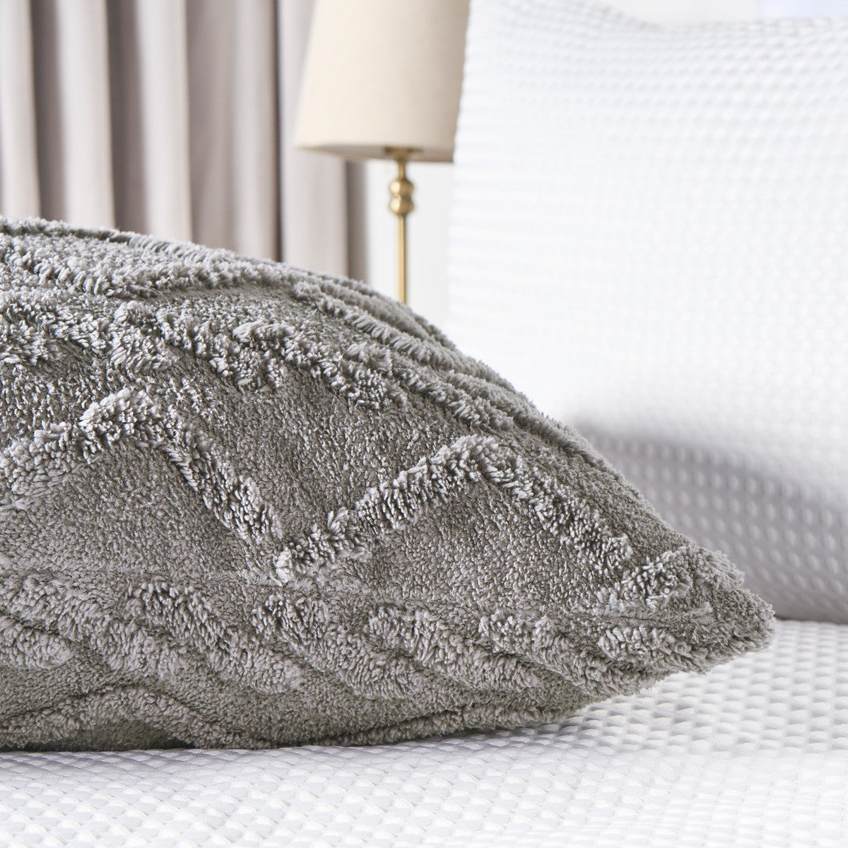 Cable Knit Bolster Pillow – Grey