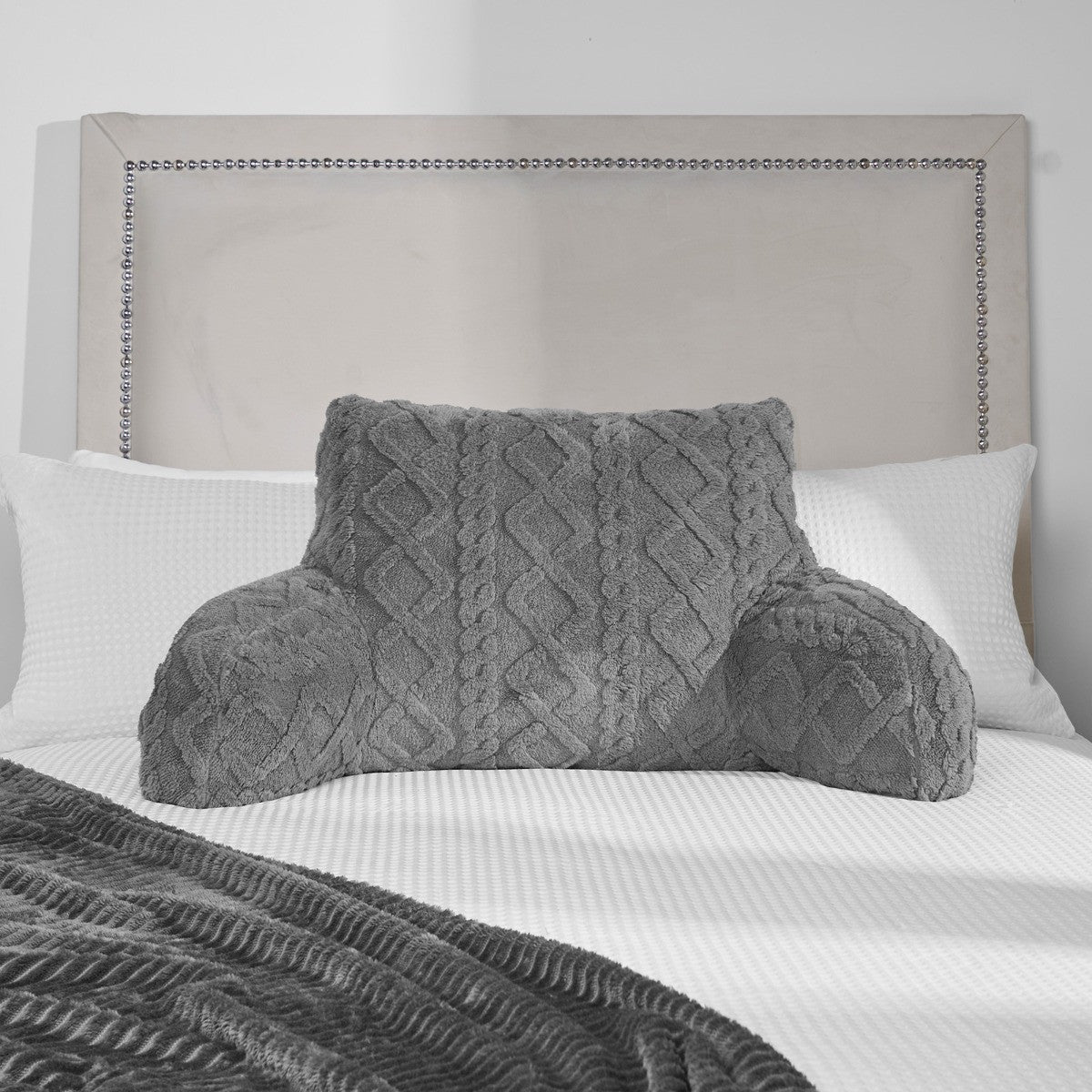 Cable Knit Cuddle Cushion – Grey