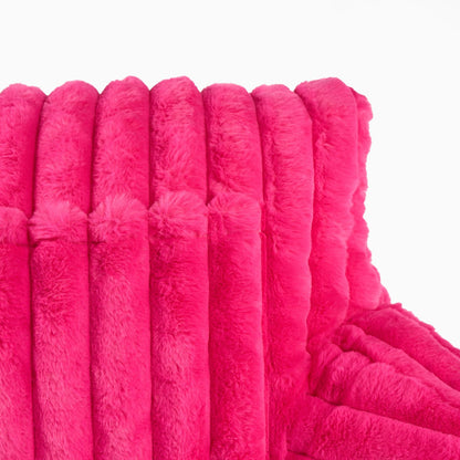 Ribbed Faux Fur Cuddle Cushion with Heatable Pocket – Pink