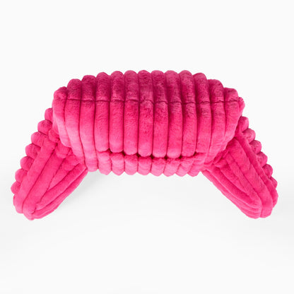 Ribbed Faux Fur Cuddle Cushion with Heatable Pocket – Pink