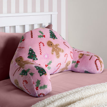 Kids Fleece Cuddle Cushion – Gingerbread Man - Pink