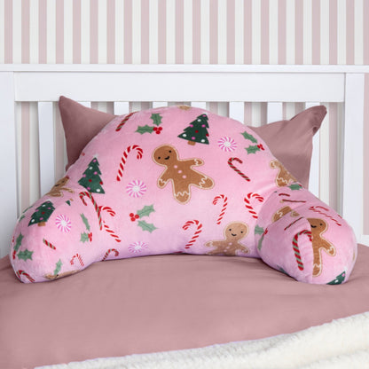 Kids Fleece Cuddle Cushion – Gingerbread Man - Pink