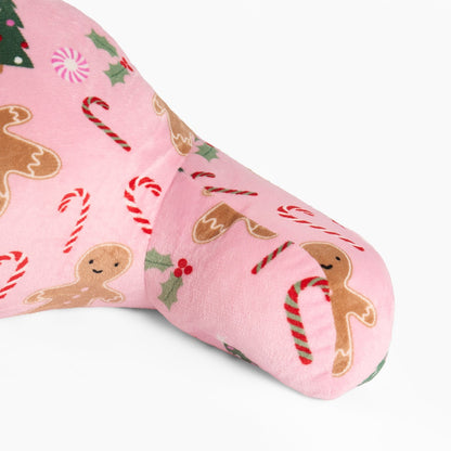 Kids Fleece Cuddle Cushion – Gingerbread Man - Pink