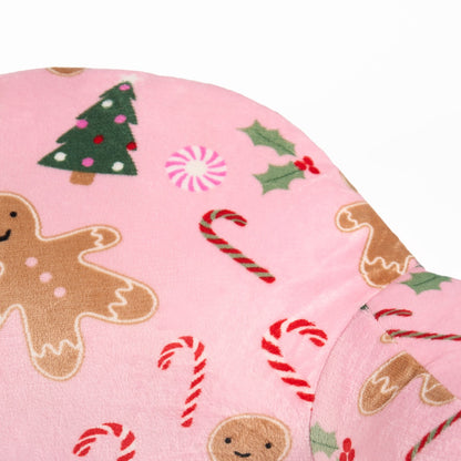 Kids Fleece Cuddle Cushion – Gingerbread Man - Pink