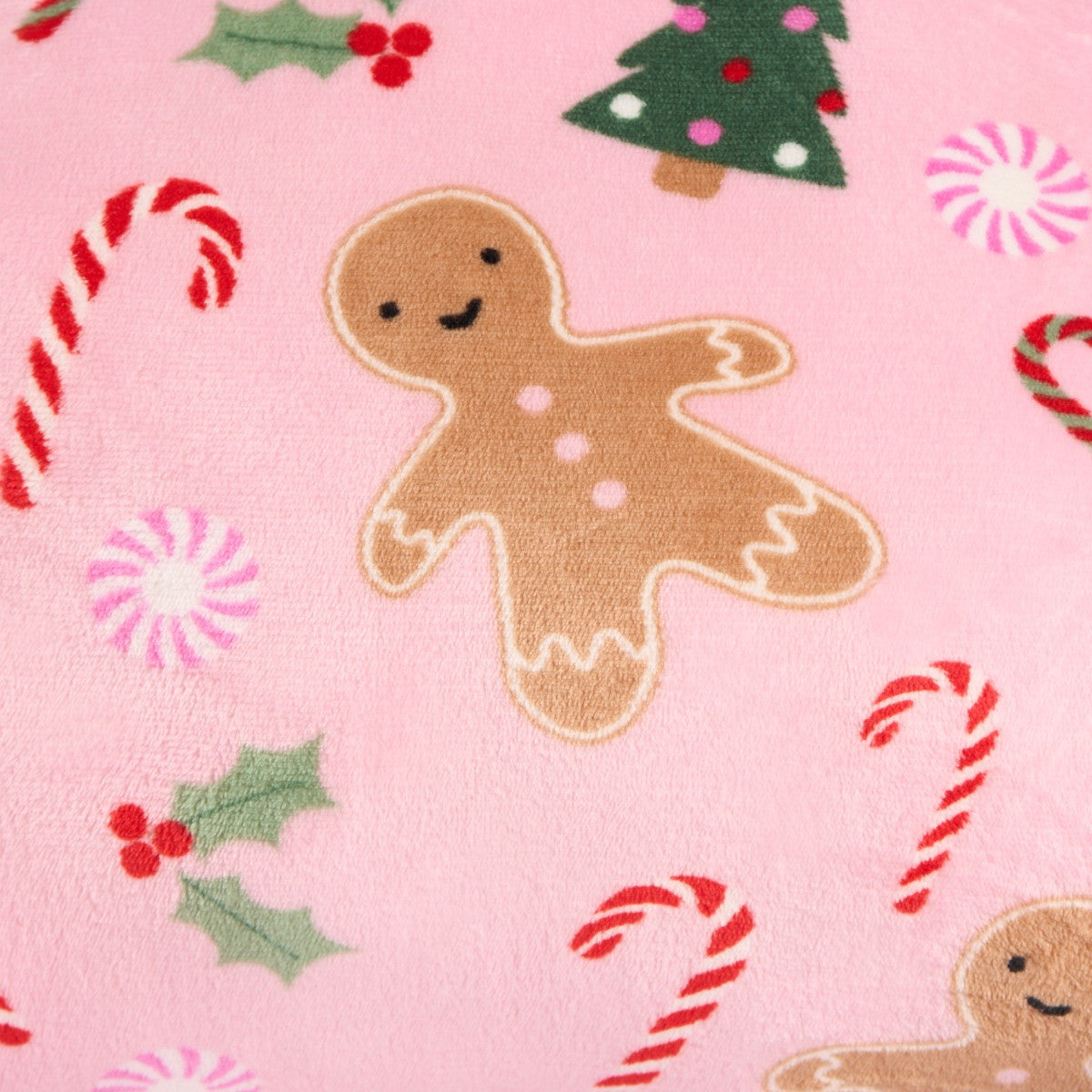 Kids Fleece Cuddle Cushion – Gingerbread Man - Pink