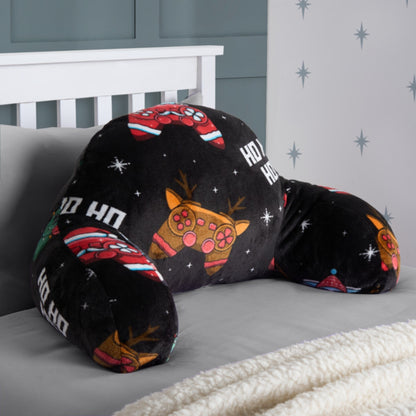 Kids Fleece Cuddle Cushion – Christmas Gaming - Black