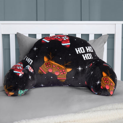 Kids Fleece Cuddle Cushion – Christmas Gaming - Black