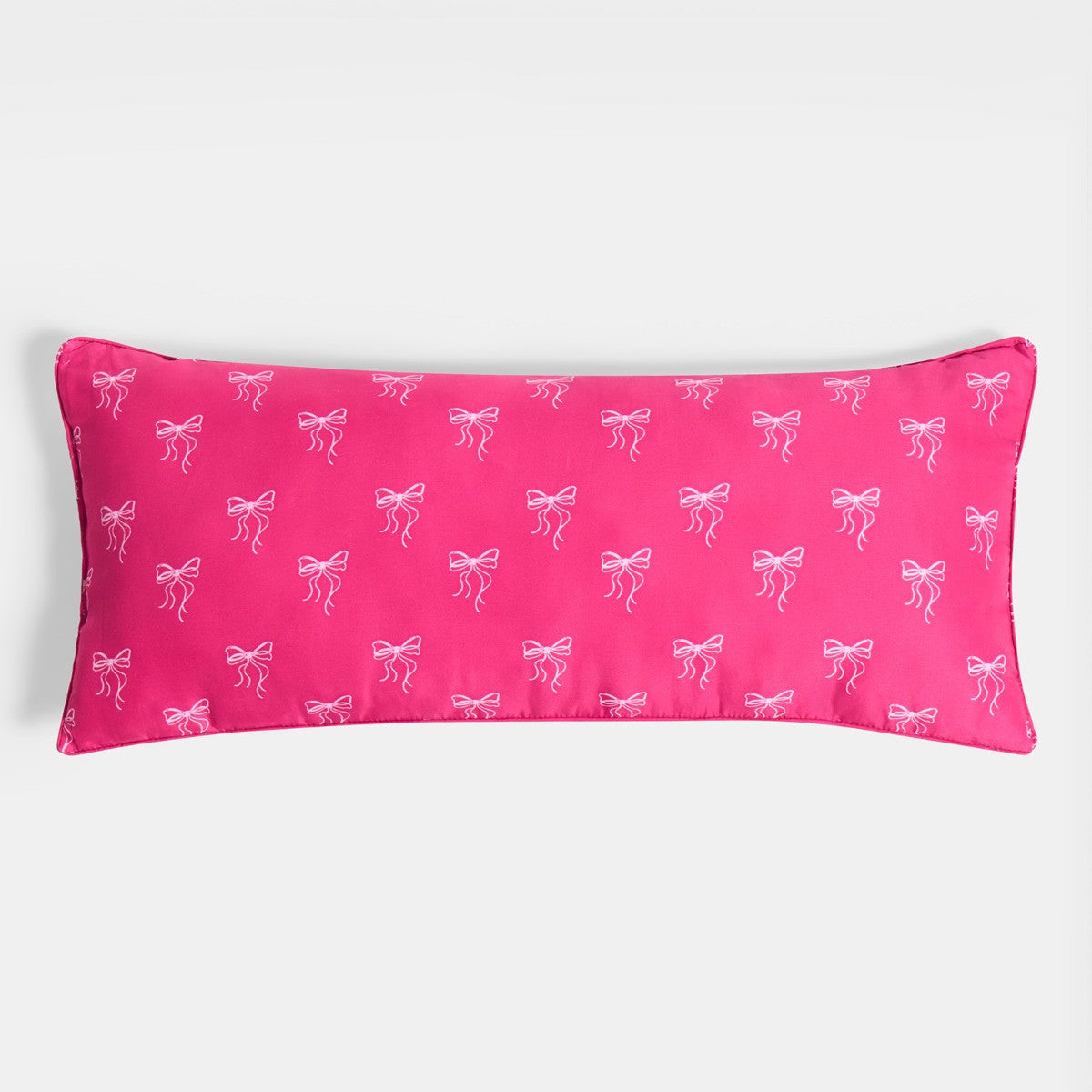 Kids Bow Print Bolster Pillow – Hot Pink